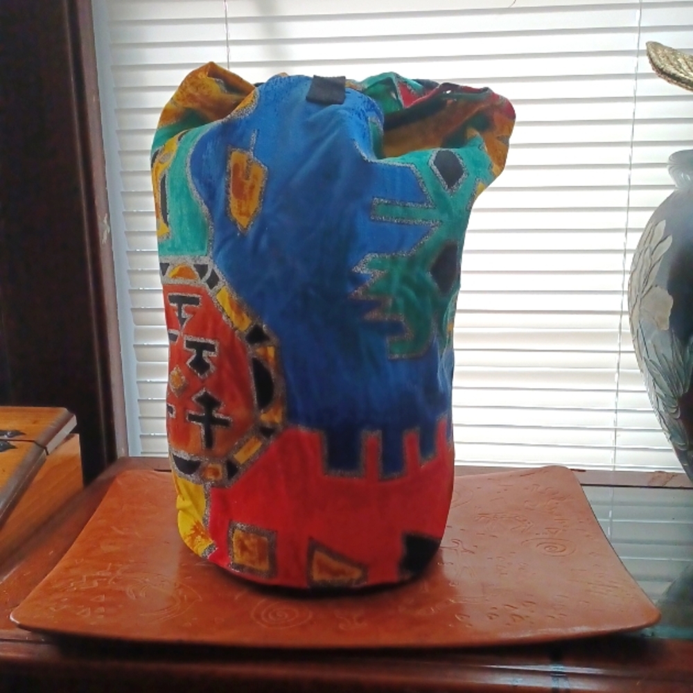 Tribral abstract printed Sling bag. Cross body bag. Duffle bag.carry on bag.